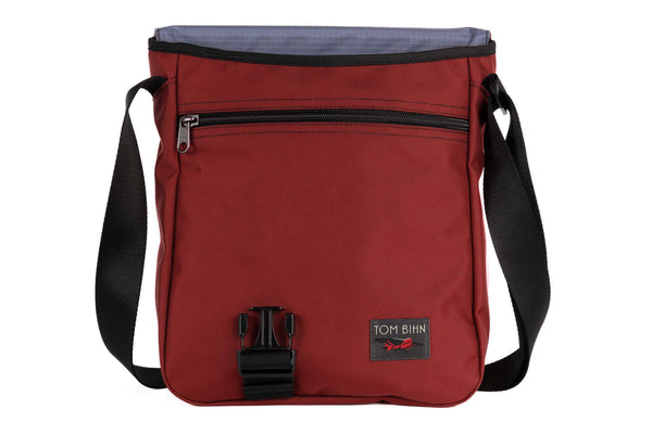 The Medium Cafe Bag in Mars Red Ballistic with Dusk 210 Ceryon interior.